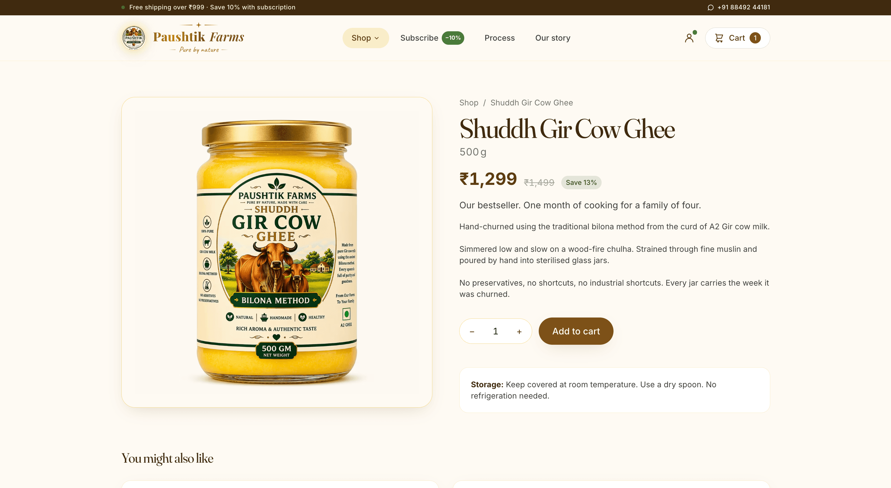 Paushtik Farms - Ghee eCommerce Platform screenshot