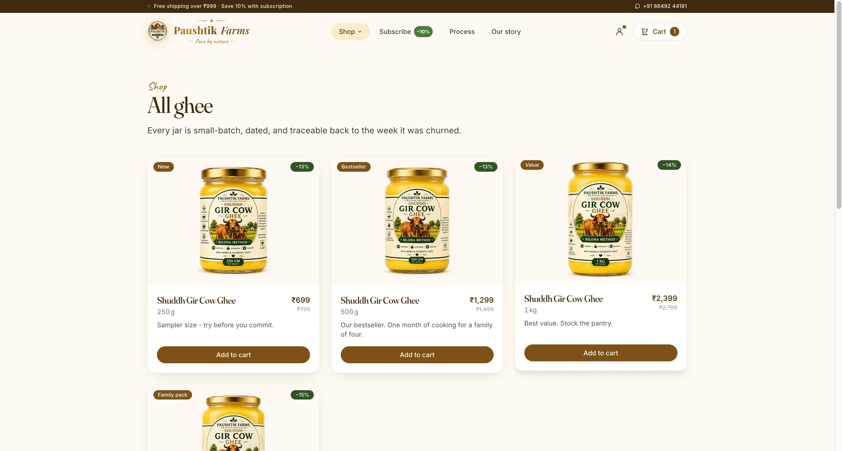 Paushtik Farms - Ghee eCommerce Platform screenshot